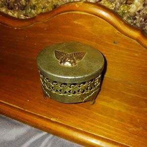 Vintage metal rose trinket box
